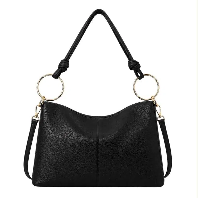 Bolso de Hombro Sintético Hobo con Asa Larga de Aros Dorados y Cremallera para Mujer - Imagen 5