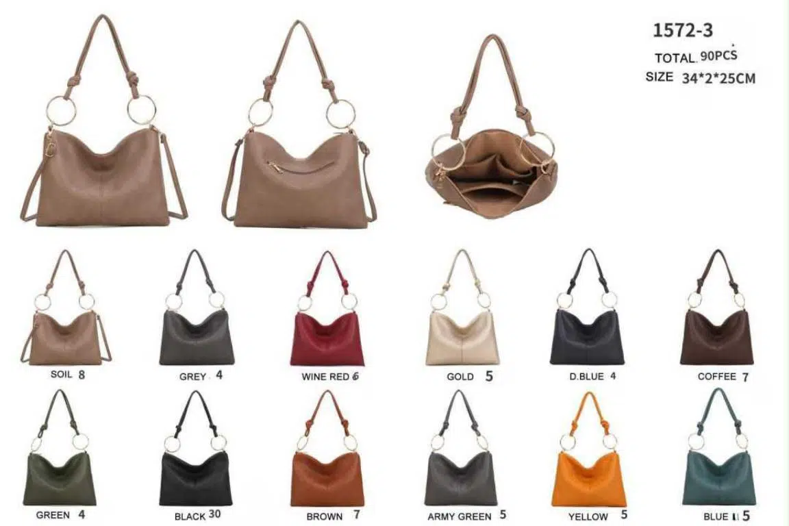 Bolso de Hombro Sintético Hobo con Asa Larga de Aros Dorados y Cremallera para Mujer - Imagen 3
