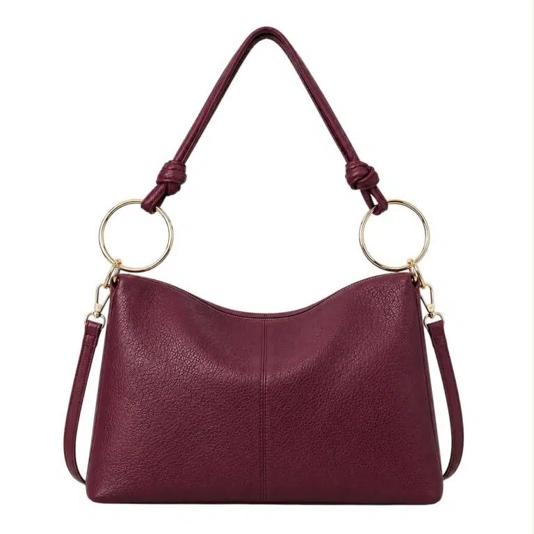 Bolso de Hombro Sintético Hobo con Asa Larga de Aros Dorados y Cremallera para Mujer - Imagen 8