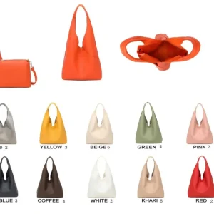 Amplio Bolso de Hombro Sintético para Mujer con Botón y Bolso Bandolera Extra