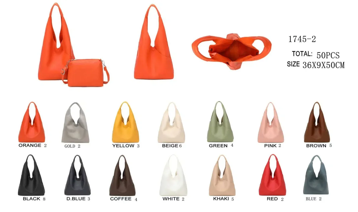 Amplio Bolso de Hombro Sintético para Mujer con Botón y Bolso Bandolera Extra