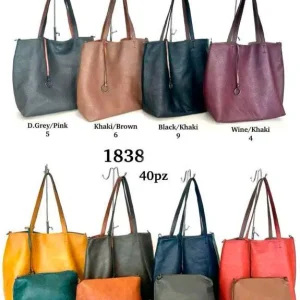 Bolso de Hombro Sintético Reversible Grande con Bolsillo y Bolsito Extra para Mujer
