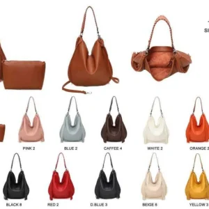 Bolso de Hombro Sintético Hobo con Asa Larga Gruesa y Bolsito Extra para Mujer