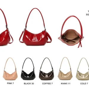 Bolso de Hombro Sintético Efecto Charol Brillante con Diseño Compacto para Mujer.