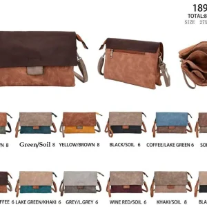 Bolso Bandolera Tricolor Sintético de Mujer con Asa Corta de Mano y Varios Compartimentos