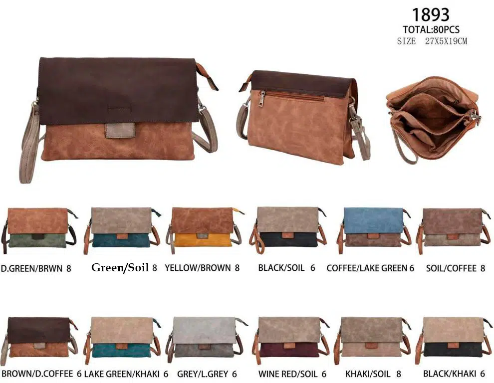 Bolso Bandolera Tricolor Sintético de Mujer con Asa Corta de Mano y Varios Compartimentos - Imagen 2