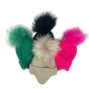 Gorro de Lana y Cachemira para Mujer con pelito natural