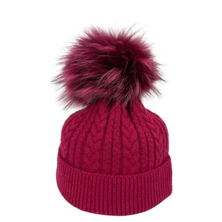 Gorro de Lana y Cashmere con Gran Calidad y Pompón Decorativo de Mujer - Imagen 4