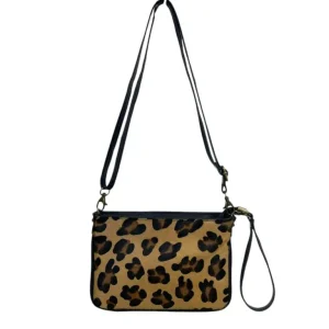 Bolso Bandolera de Piel Italiana con Pelo Natural y Asa Corta para Mujer