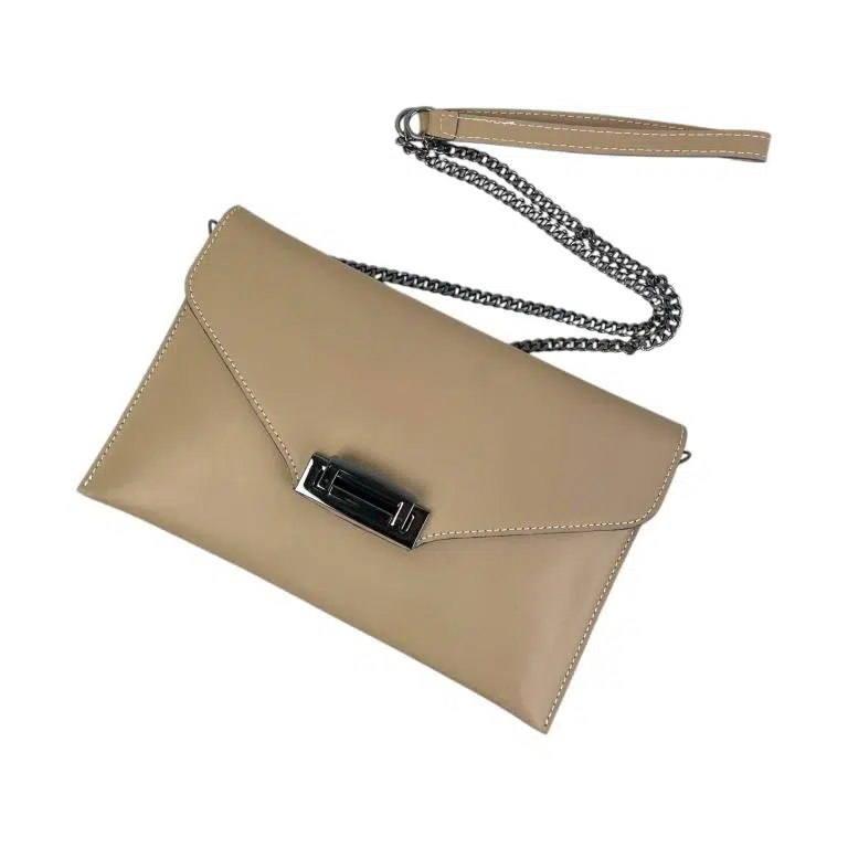 Bandolera de Piel Italiana con Solapa de Broche y 2 Compartimentos para Mujer - Imagen 3