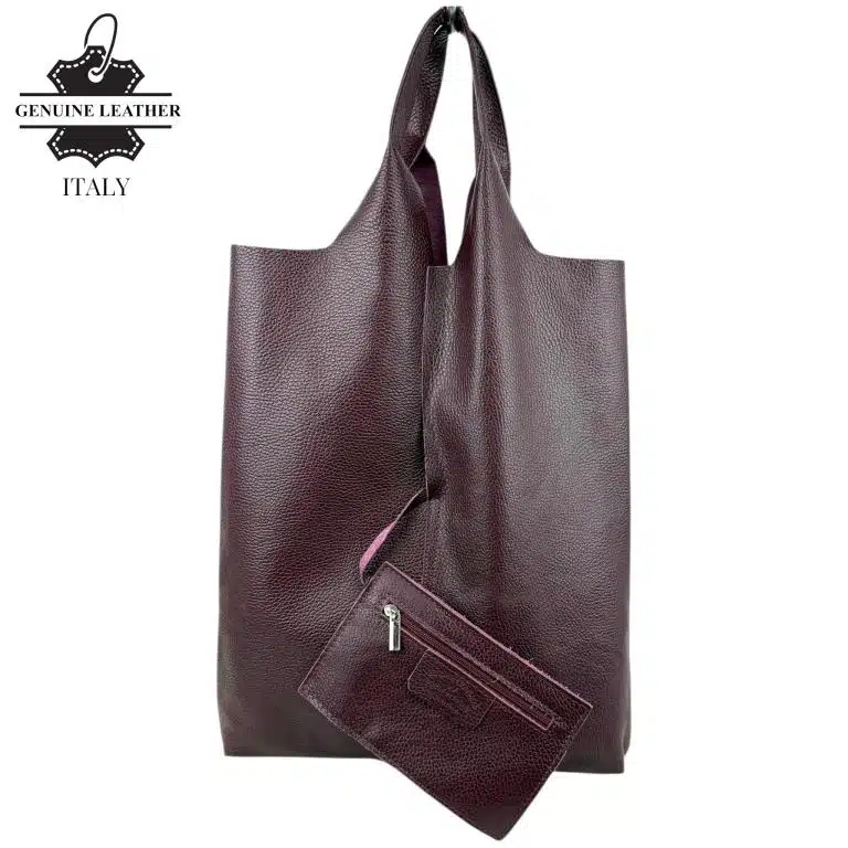Bolso Shopper Universitario De Piel Italiana con Monedero Extra para Mujer - Imagen 9