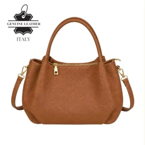 Bolso de Mano en Piel Italiana para Mujer con 2 Asas y Bolsillo Trasero