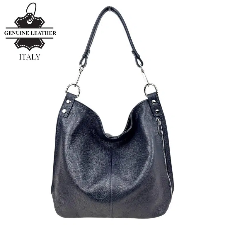 Bolso Hombro Tipo Hobo en Piel Italiana con Bolsillo Frontal Vertical para Mujer - Imagen 6