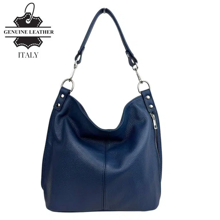 Bolso Hombro Tipo Hobo en Piel Italiana con Bolsillo Frontal Vertical para Mujer - Imagen 9