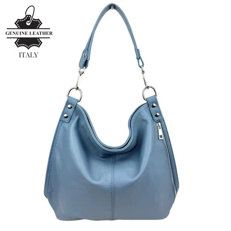 Bolso Hombro Tipo Hobo en Piel Italiana con Bolsillo Frontal Vertical para Mujer - Imagen 7
