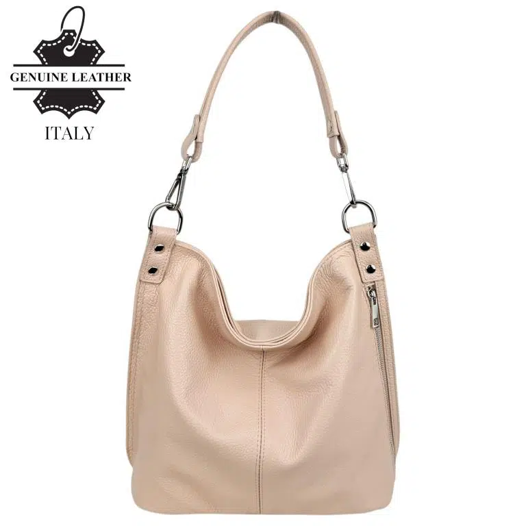 Bolso Hombro Tipo Hobo en Piel Italiana con Bolsillo Frontal Vertical para Mujer - Imagen 3