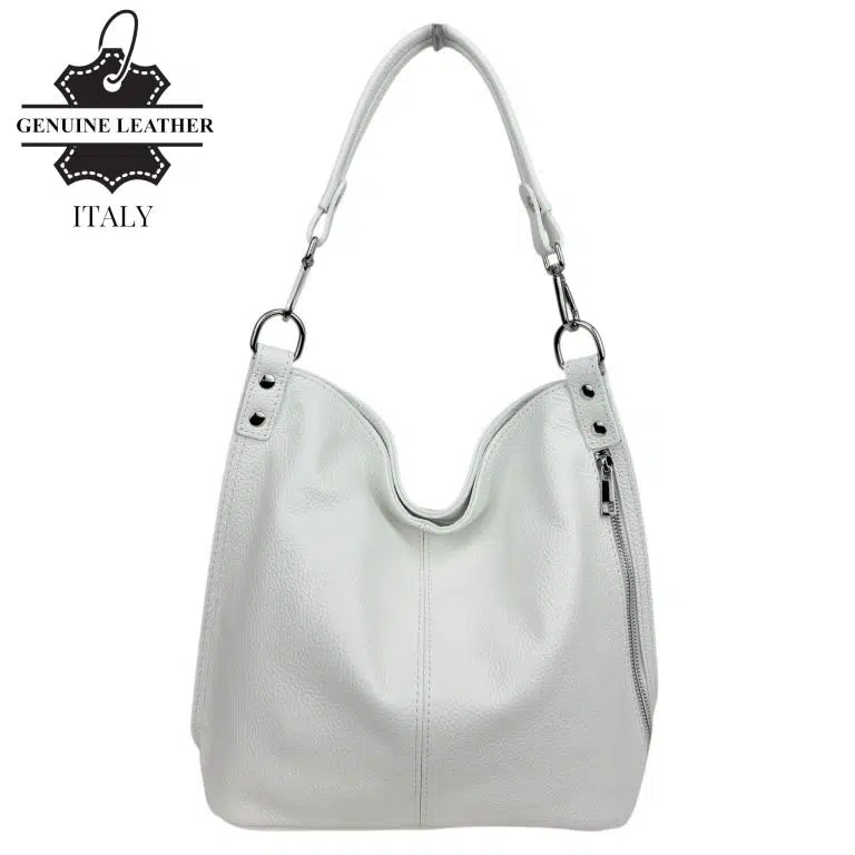 Bolso Hombro Tipo Hobo en Piel Italiana con Bolsillo Frontal Vertical para Mujer - Imagen 4