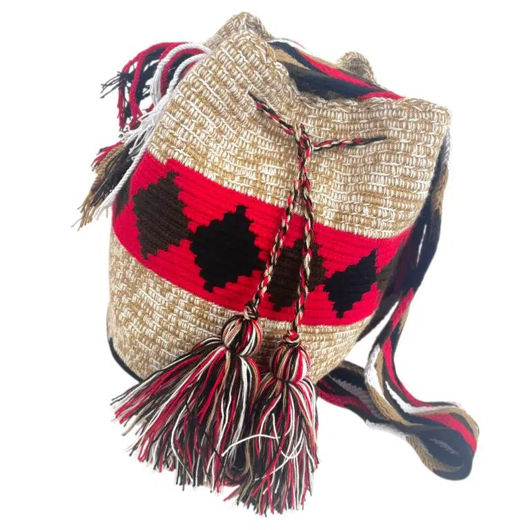 Bolso Mochila Wayuu Colombia Grande Artesanal con Diseño Multicolor Exclusivo - Imagen 5