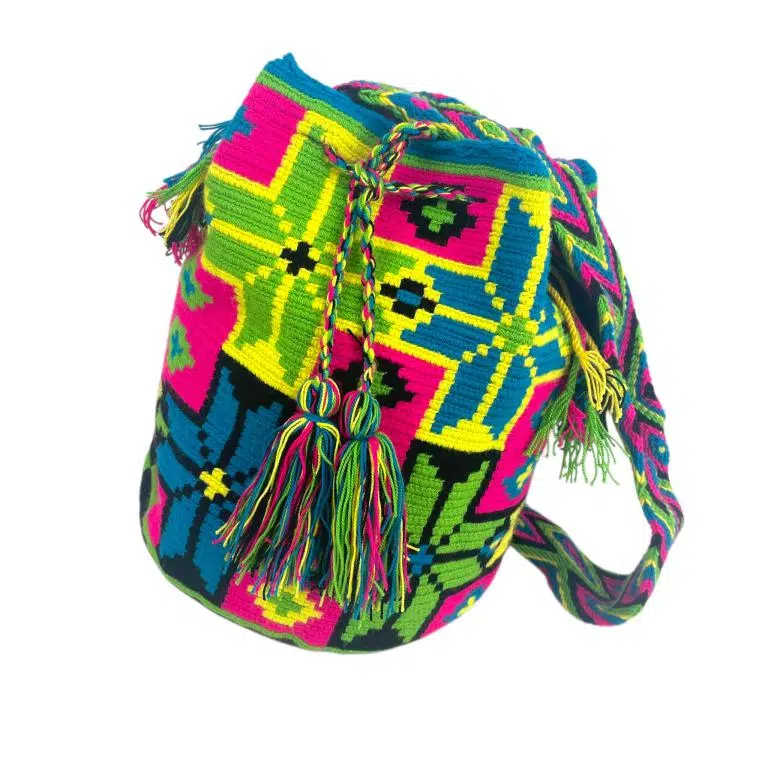 Bolso Mochila Wayuu Colombia Grande Artesanal con Diseño Multicolor Exclusivo - Imagen 2