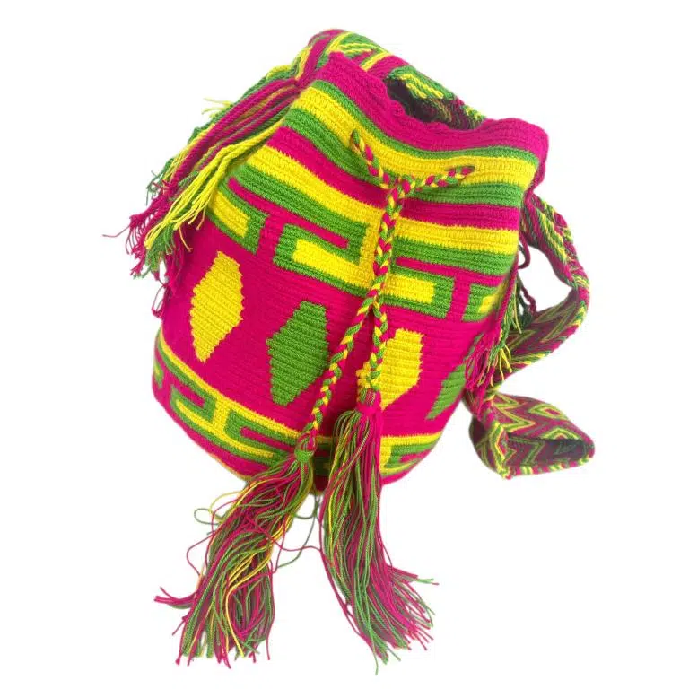 Bolso Mochila Wayuu Colombia Grande Artesanal con Diseño Multicolor Exclusivo - Imagen 7
