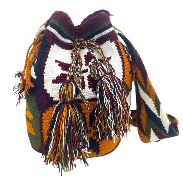 Bolso Mochila Wayuu Colombia Grande Artesanal con Diseño Multicolor Exclusivo - Imagen 9