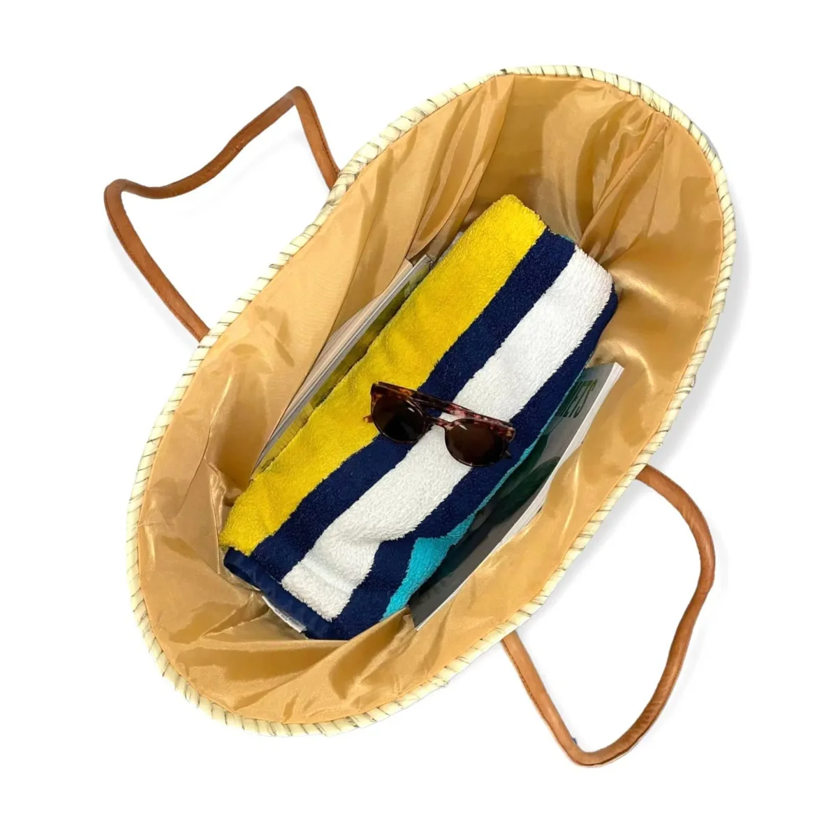 Amplia Cesta de Paja Artesanal con Asas de Piel para Mujer - Imagen 4