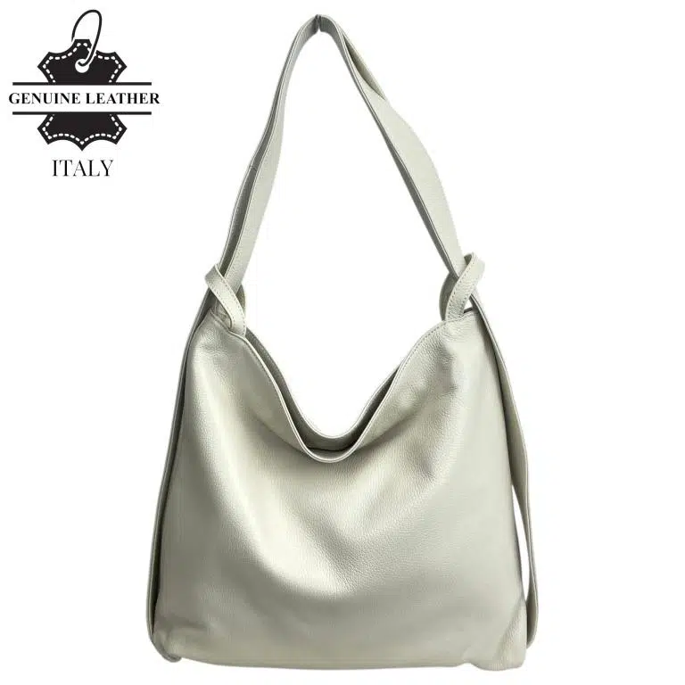 Bolso-Mochila de Piel Italiana con Asas Anchas, Bolsillo Trasero y Cremallera para Mujer - Imagen 2