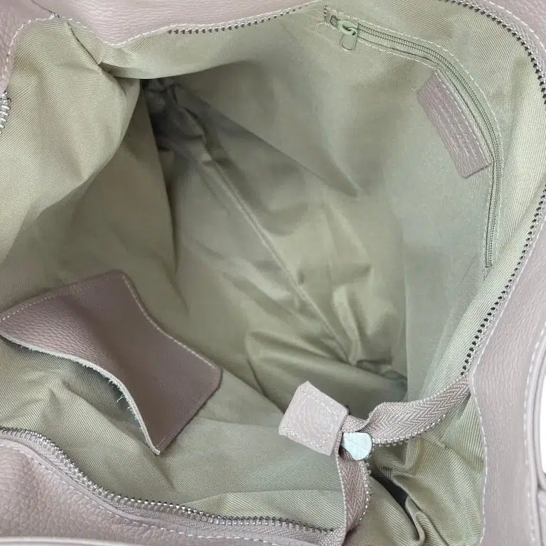 Bolso-Mochila de Piel Italiana con Asas Anchas, Bolsillo Trasero y Cremallera para Mujer - Imagen 8