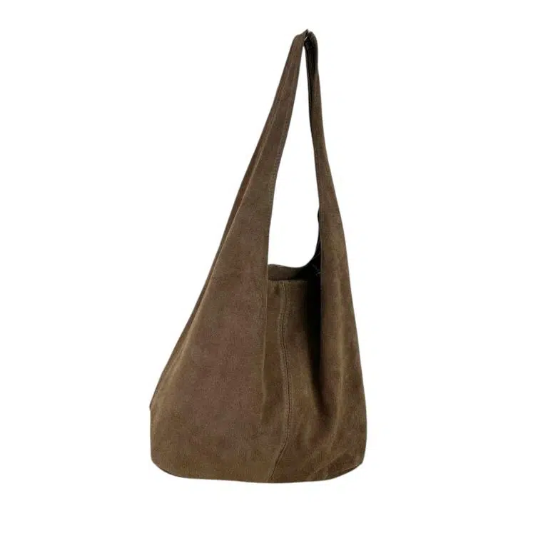 Amplio Bolso de Hombro en Piel de Serraje con Cierre de Cremallera para Mujer - Imagen 8