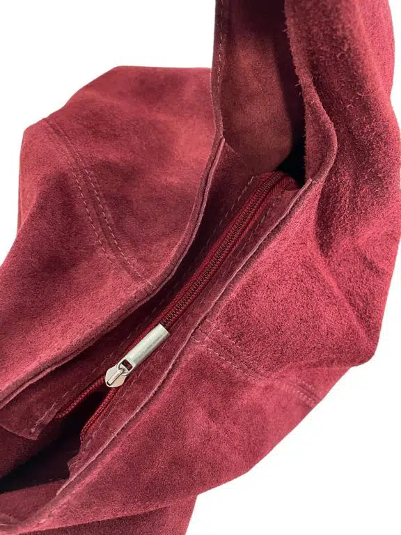 Amplio Bolso de Hombro en Piel de Serraje con Cierre de Cremallera para Mujer - Imagen 9
