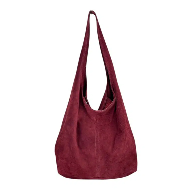 Amplio Bolso de Hombro en Piel de Serraje con Cierre de Cremallera para Mujer - Imagen 7