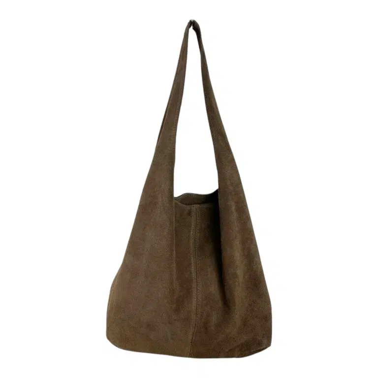 Amplio Bolso de Hombro en Piel de Serraje con Cierre de Cremallera para Mujer - Imagen 4