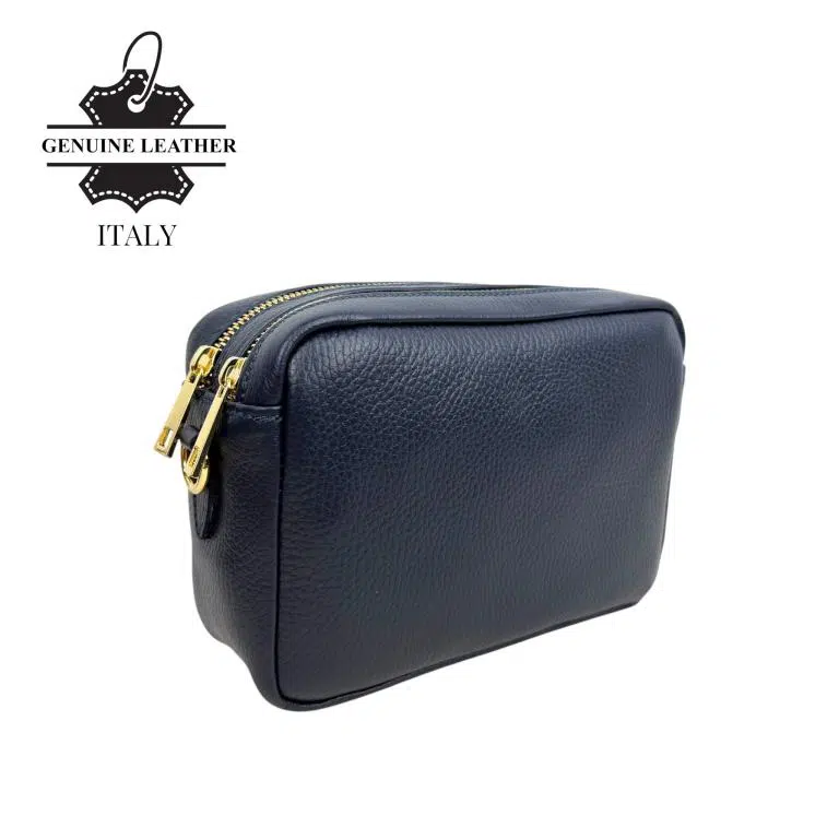 Bolso Bandolera en Piel Italiana con 2 Bolsillos con Cierre de Cremallera para Mujer - Imagen 9