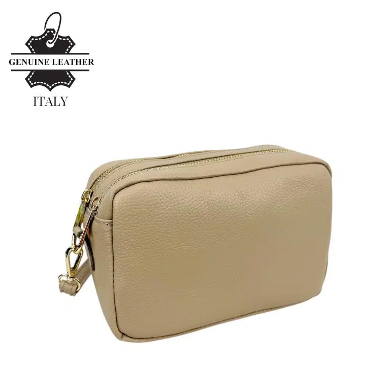 Bolso Bandolera en Piel Italiana con 2 Bolsillos con Cierre de Cremallera para Mujer - Imagen 5