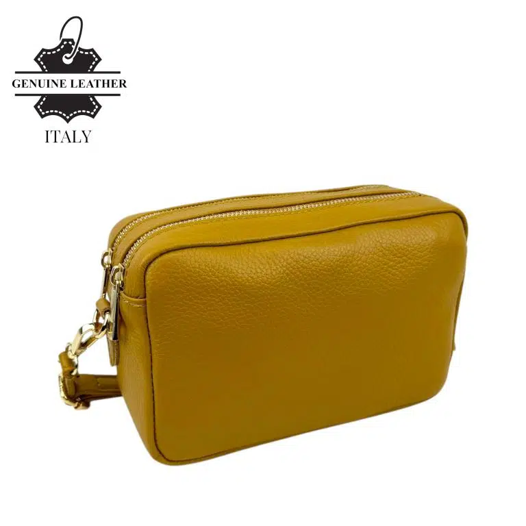Bolso Bandolera en Piel Italiana con 2 Bolsillos con Cierre de Cremallera para Mujer - Imagen 6