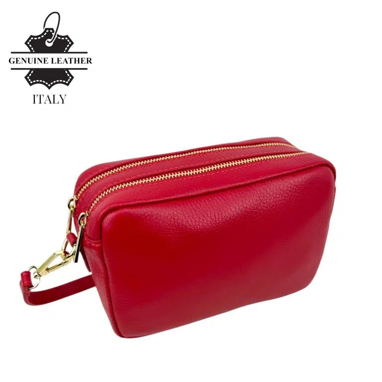 Bolso Bandolera en Piel Italiana con 2 Bolsillos con Cierre de Cremallera para Mujer - Imagen 7