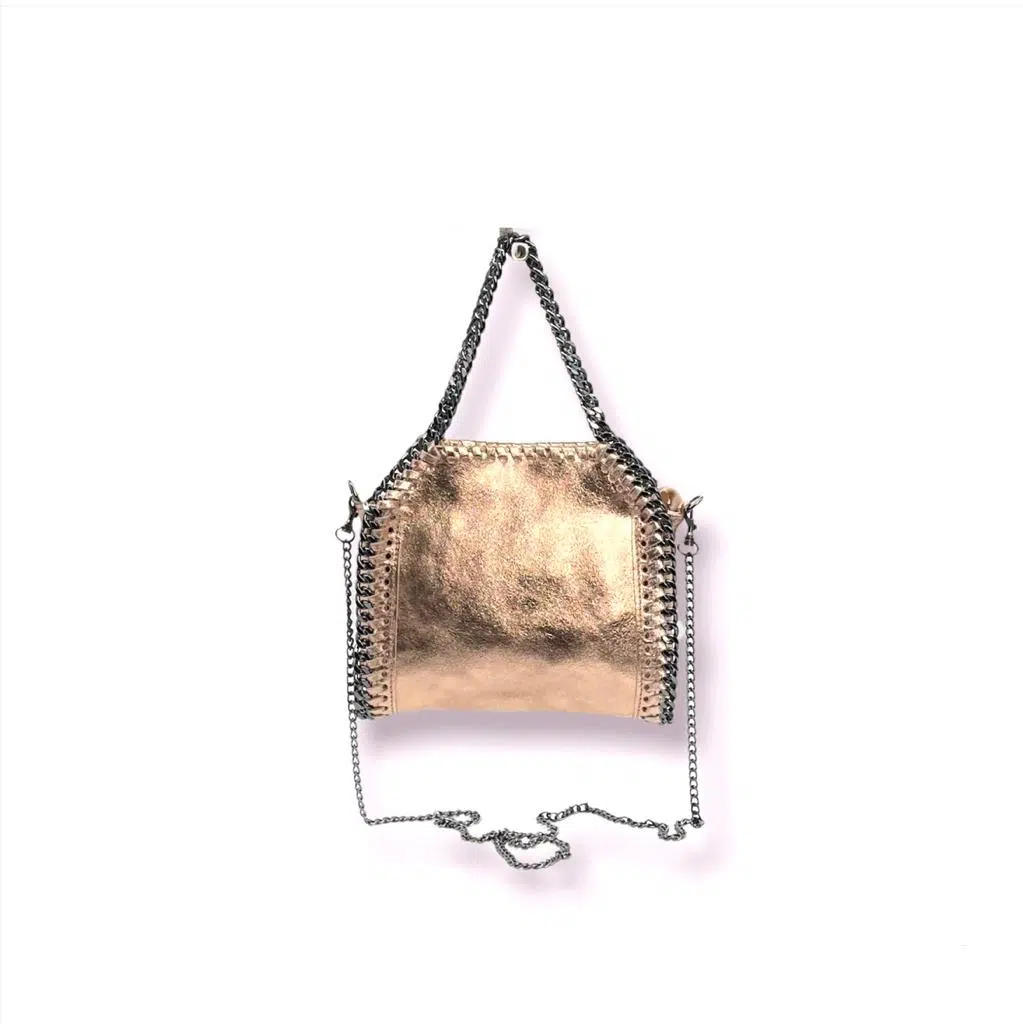 Bolso de Piel para Mujer con Asas Cortas tipo Cadena y Efecto Metalizado - Imagen 9