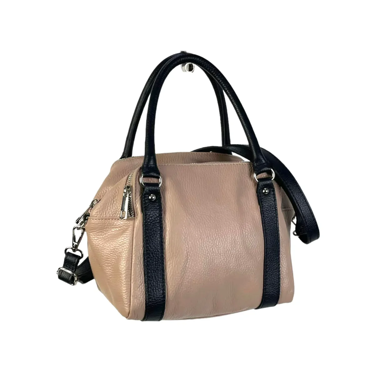 Bolso Bowling De Piel Italiana Para Mujer Con 3 Compartimentos, Cremallera y Gran Calidad - Imagen 2