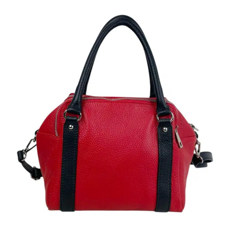 Bolso Bowling De Piel Italiana Para Mujer Con 3 Compartimentos, Cremallera y Gran Calidad - Imagen 7