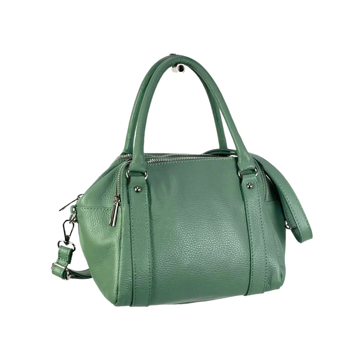 Bolso Bowling De Piel Italiana Para Mujer Con 3 Compartimentos, Cremallera y Gran Calidad - Imagen 3