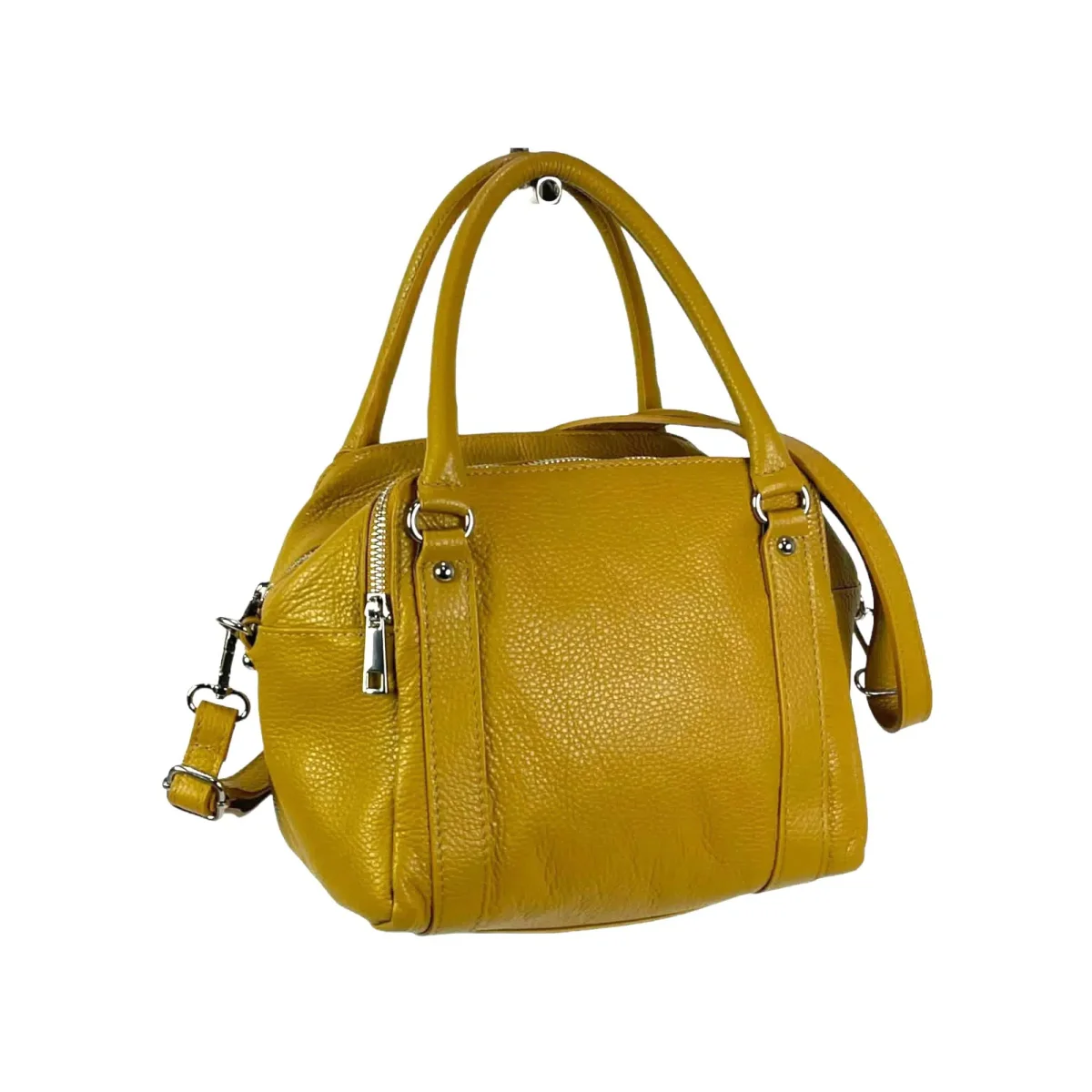 Bolso Bowling De Piel Italiana Para Mujer Con 3 Compartimentos, Cremallera y Gran Calidad - Imagen 8