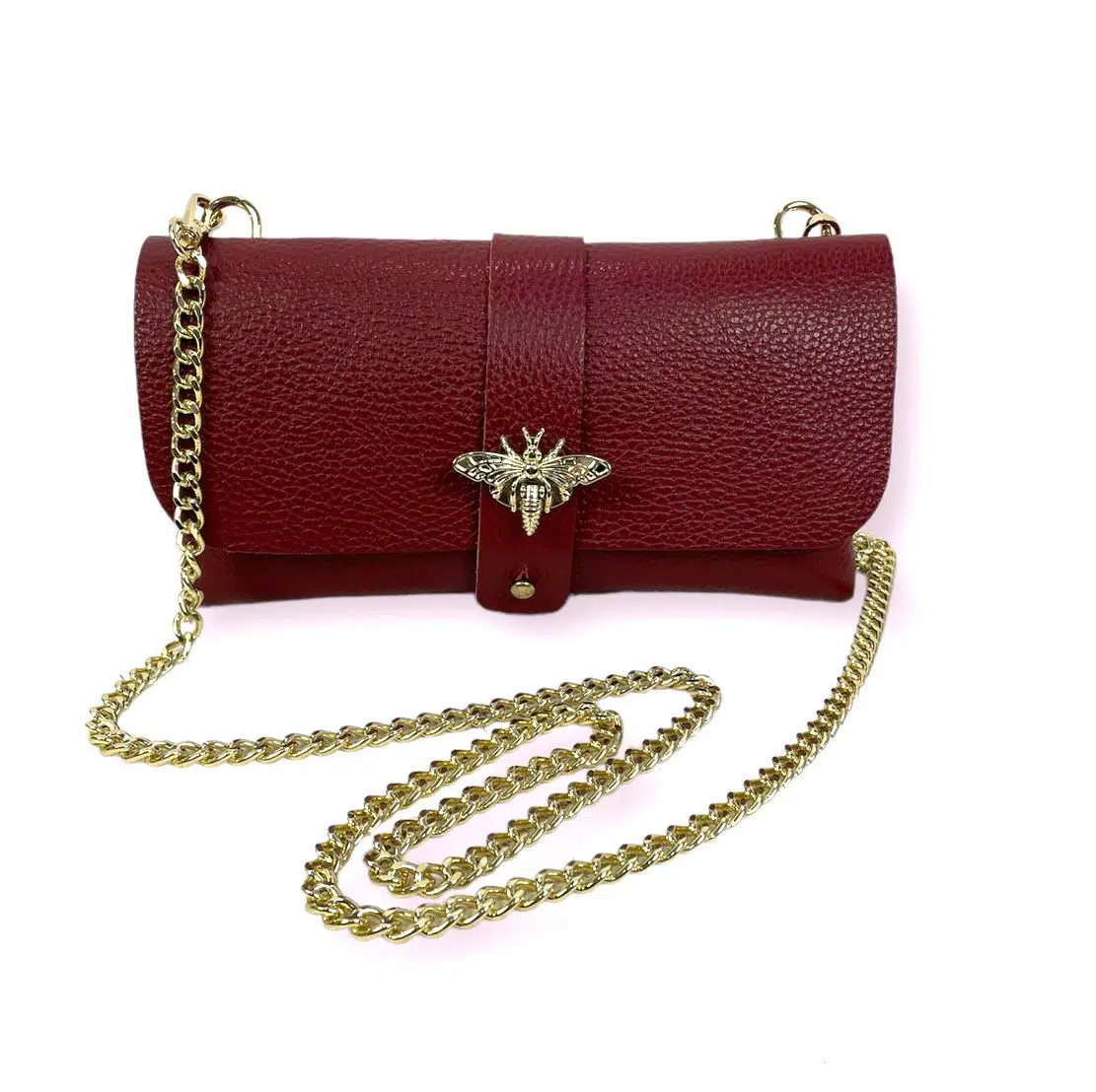 Bolso Piel De Grano Con Asa De Cadena Y Broche De Abeja Para Mujer - Imagen 2