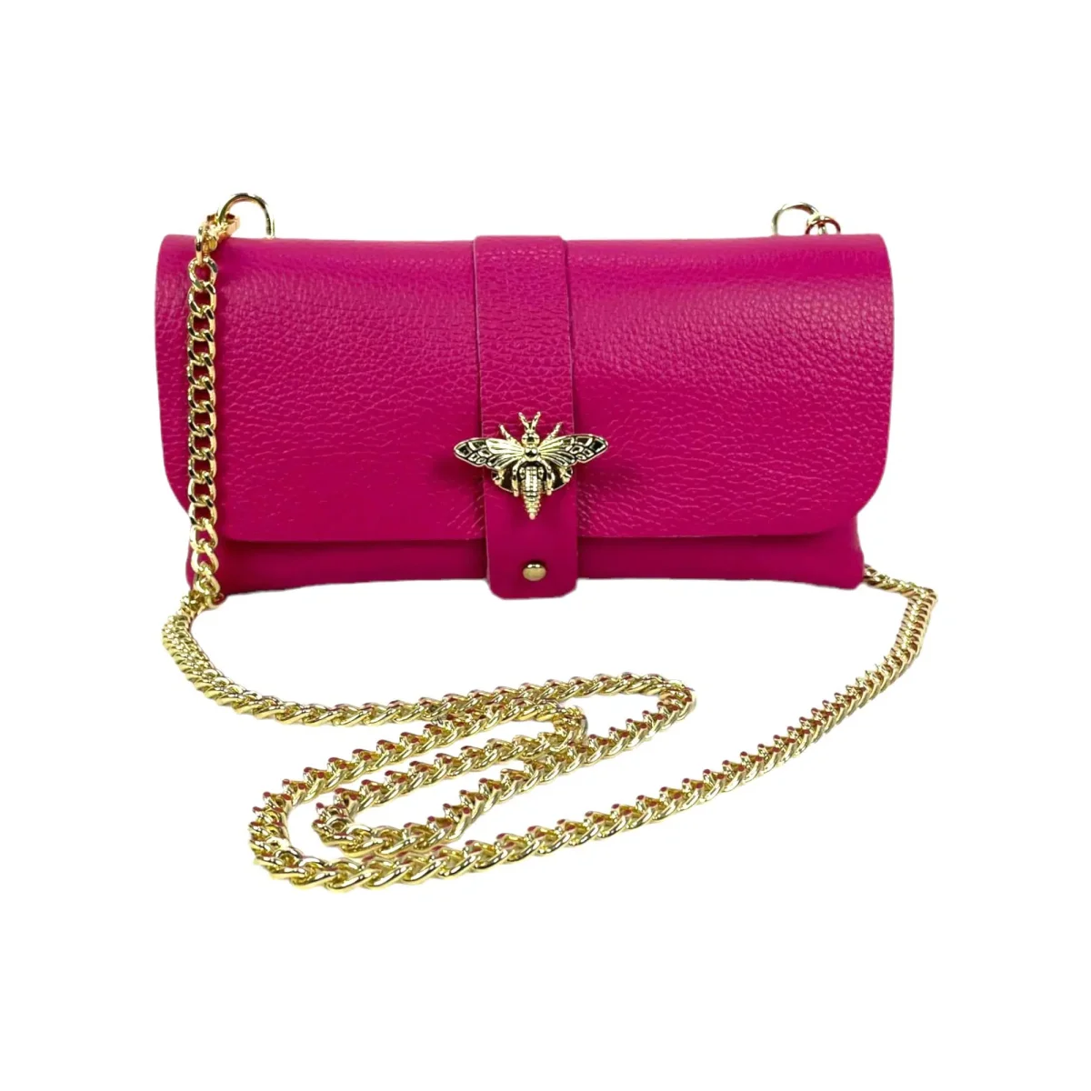 Bolso Piel De Grano Con Asa De Cadena Y Broche De Abeja Para Mujer - Imagen 3