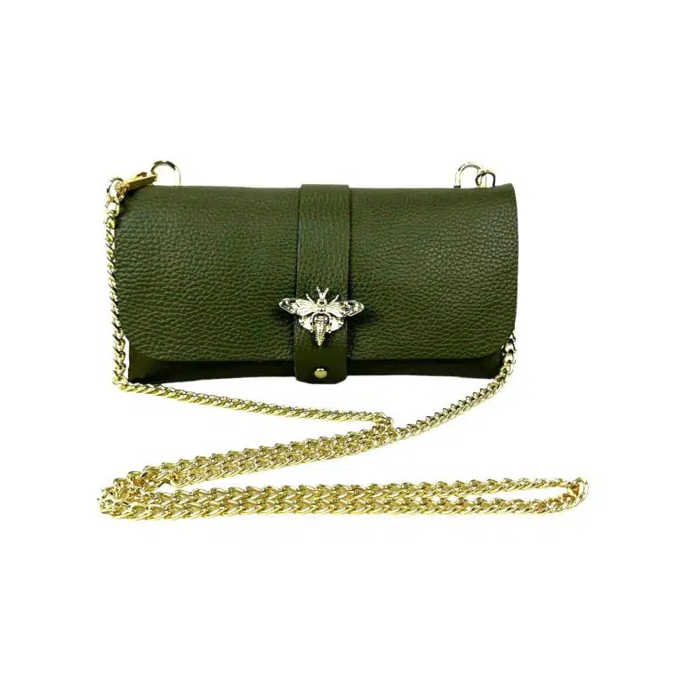 Bolso Piel De Grano Con Asa De Cadena Y Broche De Abeja Para Mujer - Imagen 5