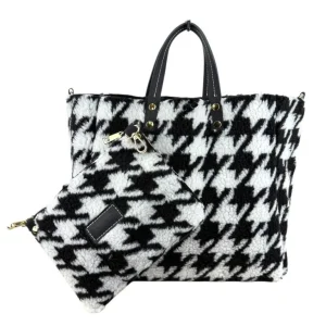 Bolso Shopper de Ante & Terciopelo Reversible Mujer con Bolsito Extra