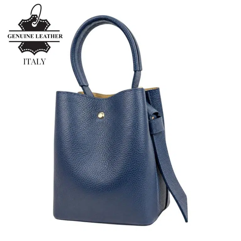 Bolso de Piel Italiana tipo Bucket para Mujer con Lazo y Bolsito interior para Mujer - Imagen 5