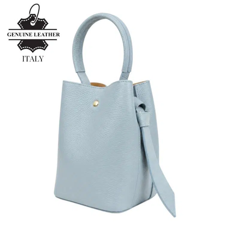 Bolso de Piel Italiana tipo Bucket para Mujer con Lazo y Bolsito interior para Mujer - Imagen 6