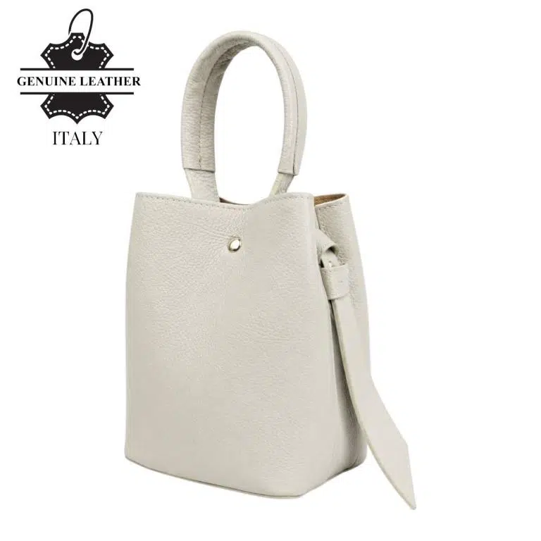 Bolso de Piel Italiana tipo Bucket para Mujer con Lazo y Bolsito interior para Mujer - Imagen 7