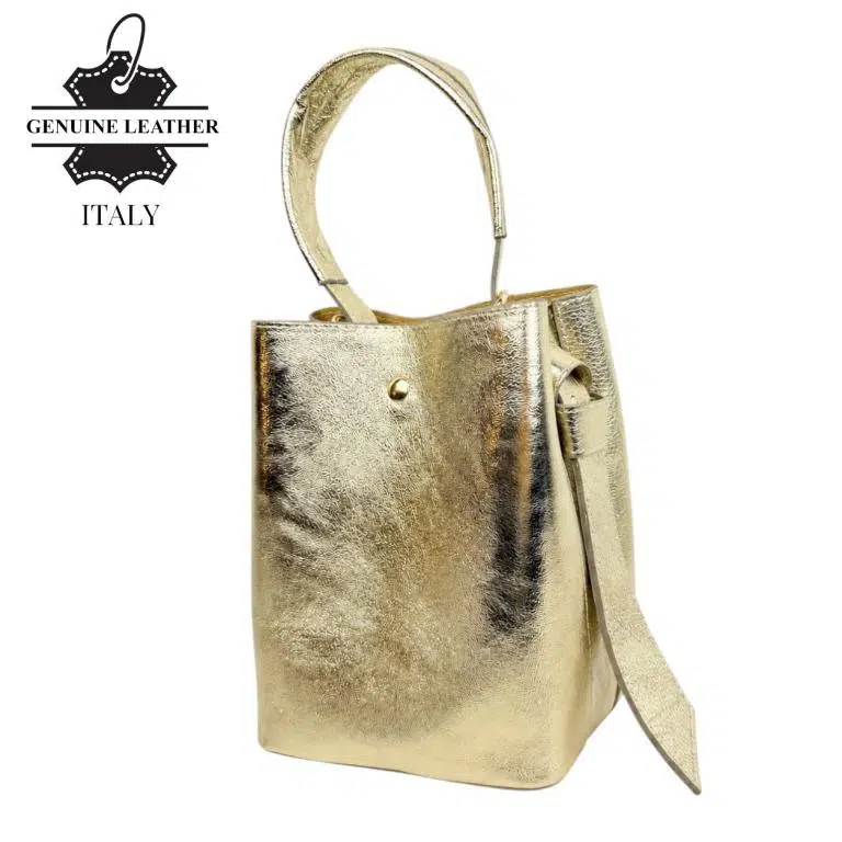 Bolso de Piel Italiana tipo Bucket para Mujer con Lazo y Bolsito interior para Mujer - Imagen 8