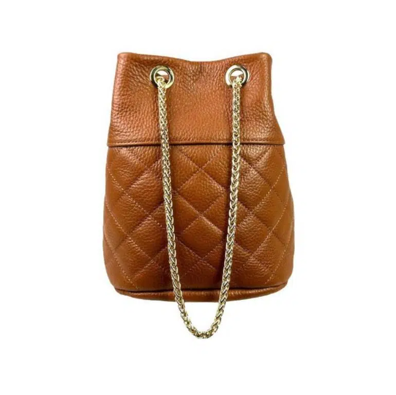 Bolso de Piel Italiana para Mujer con Asa de Cadena Dorada y Cierre de Botón - Imagen 3